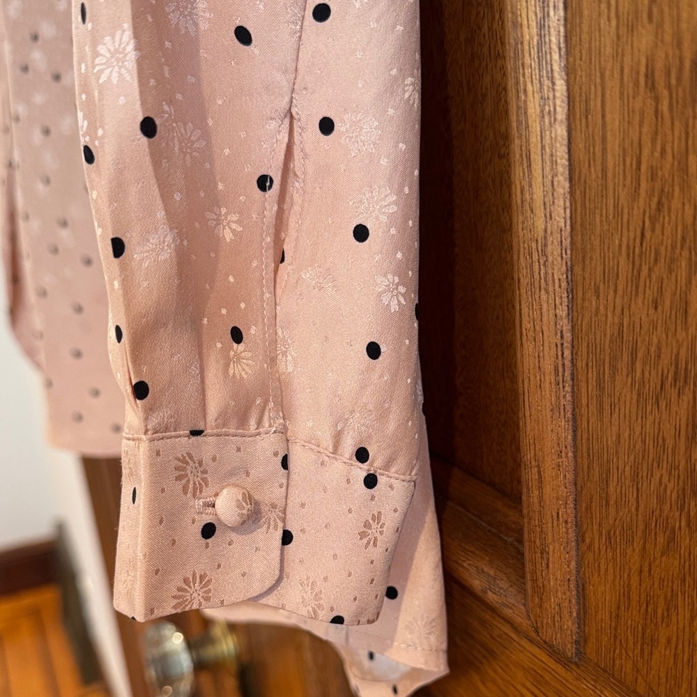Sezane Ann Silk Button Down Shirt Blush Floral Dot Sz 34/US 2 - Picture 7 of 10